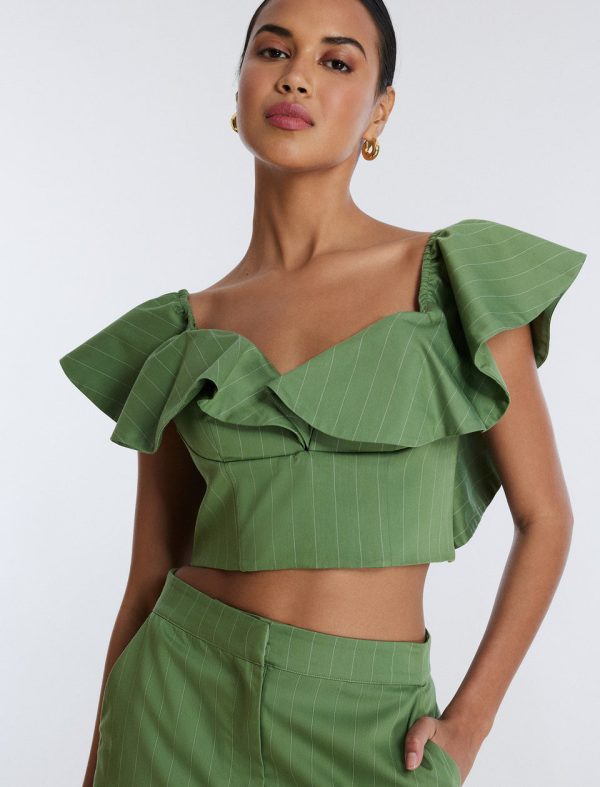 Bcbg Off-Shoulder Pinstripe Crop Top - Image 6