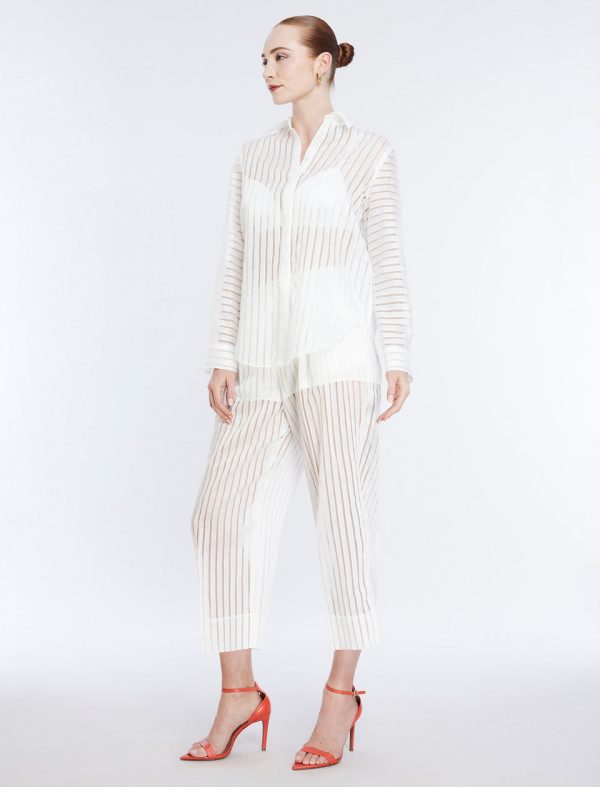 Bcbg Sheer Stripe Button Down Shirt - Image 3