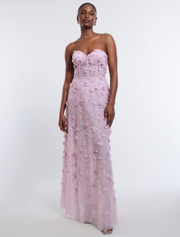 Bcbg Poppy Strapless Floral Appliqué Gown - Image 3