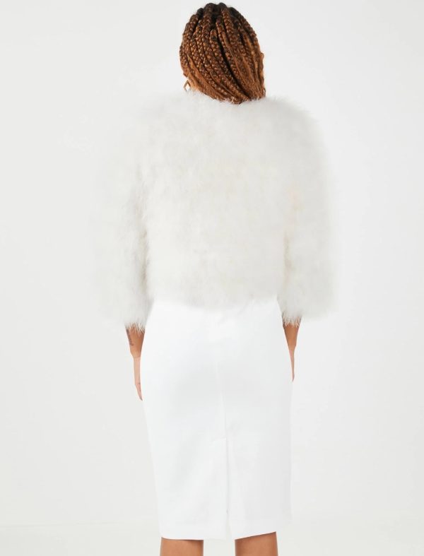 BCBG CLASSIC FEATHER SHRUG - GARDENIA - Image 4