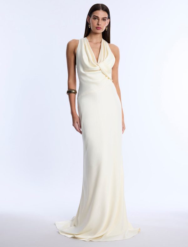 Bcbg Cowl Neck Halter Gown