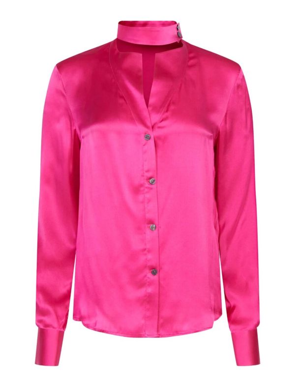 BCBG COSETTO SILK SHIRT - PINK PEACOCK - Image 5