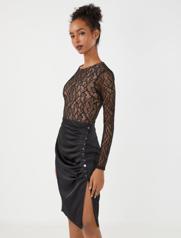 Bcbg Crew Neck Long Sleeve Lace Bodysuit - Image 3