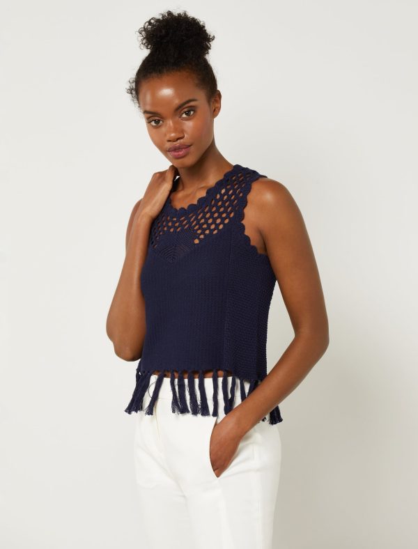 Bcbg Crochet Tassel Knit Tank