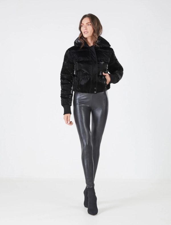 BCBG CROPPED PUFFER JACKET - BLACK