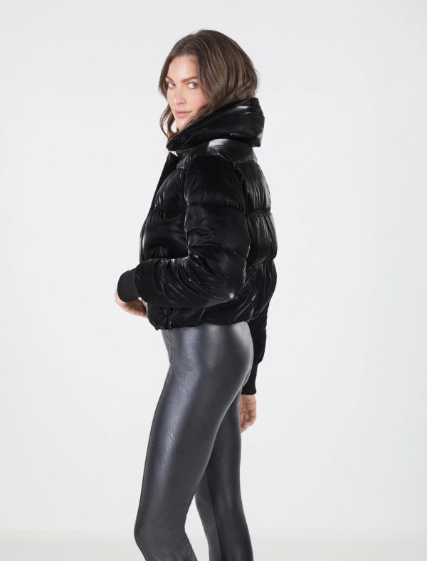 BCBG CROPPED PUFFER JACKET - BLACK - Image 2