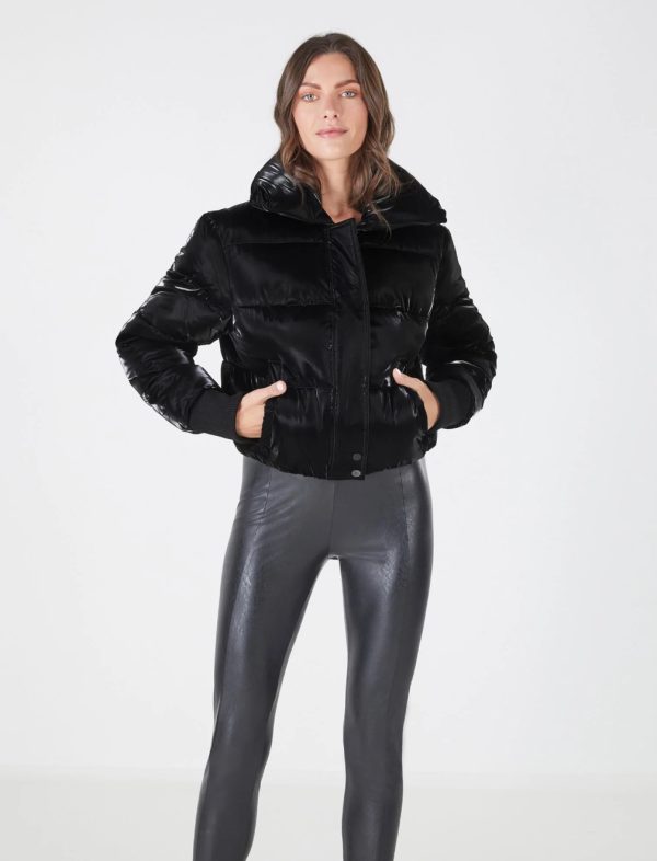 BCBG CROPPED PUFFER JACKET - BLACK - Image 4