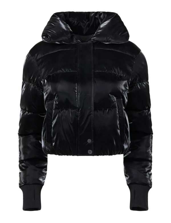 BCBG CROPPED PUFFER JACKET - BLACK - Image 5