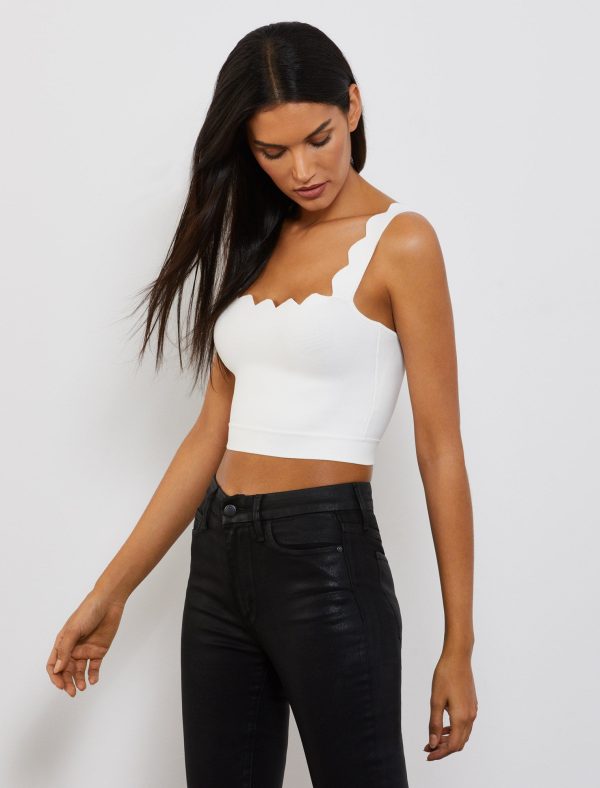 Bcbg Cropped Scallop-Trim Top