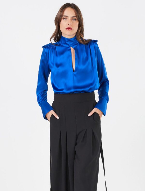 BCBG DELFINA SILK TOP - LAPIS BLUE - Image 2