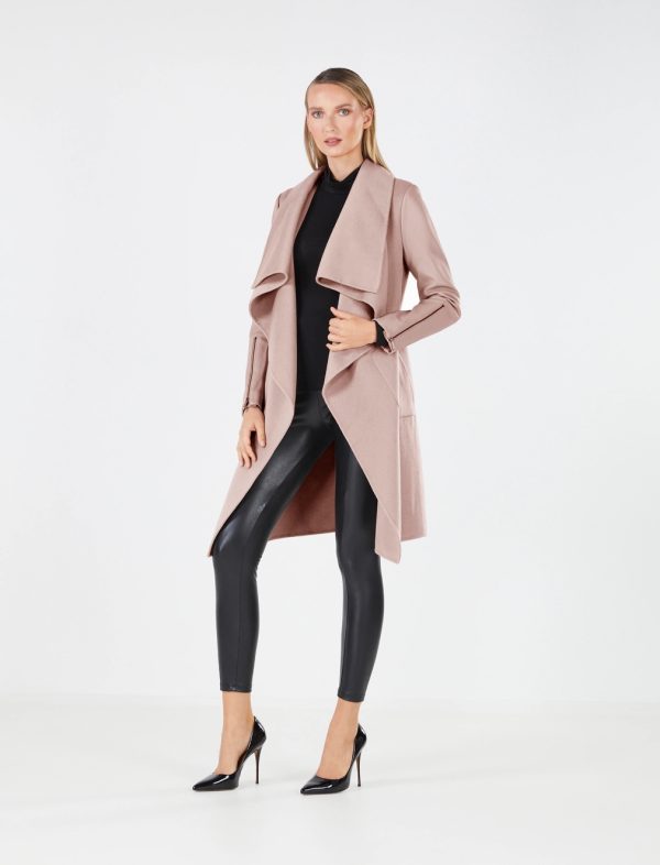 BCBG DRAPE FRONT COAT - DUSTY ROSE - Image 2