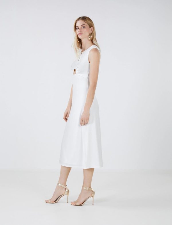 BCBG ELOISE MIDI DRESS - OFF WHITE - Image 3