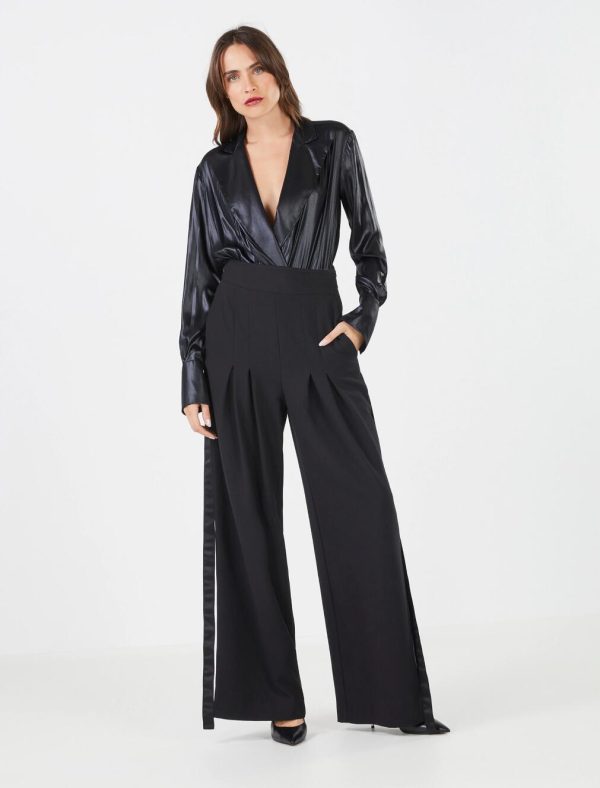 BCBG ELVERA COATED SHIRT - BLACK BEAUTY