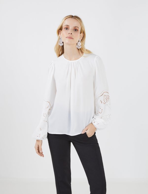 Bcbg Embroidered Eyelet Top