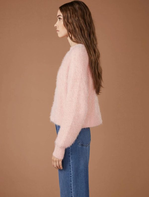 BCBG EYELASH KNIT PULLOVER SWEATER - PEARL BLUSH - Image 3