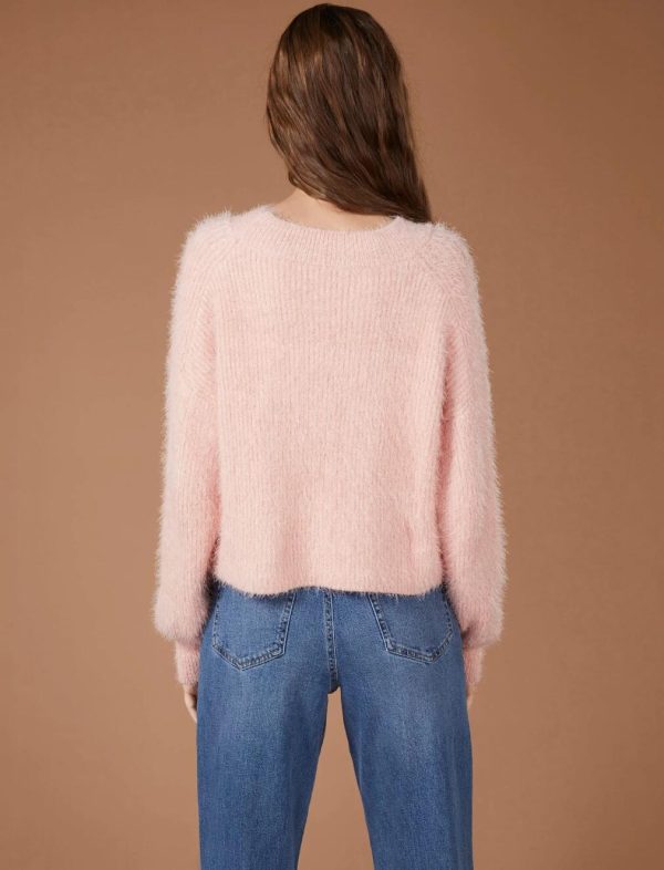 BCBG EYELASH KNIT PULLOVER SWEATER - PEARL BLUSH - Image 4