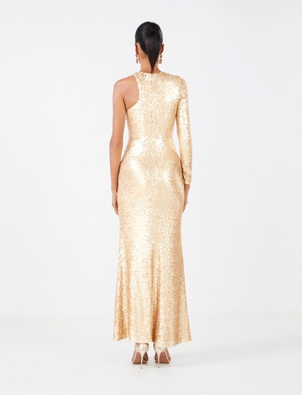 BCBG ALMA SEQUIN EVENING GOWN - GOLD - Image 3