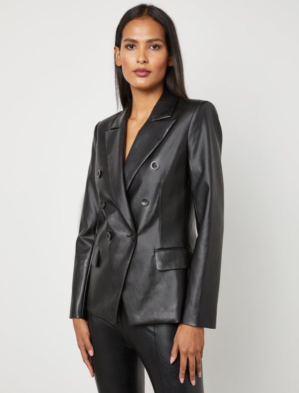 Bcbg Faux Leather Double-Breasted Blazer