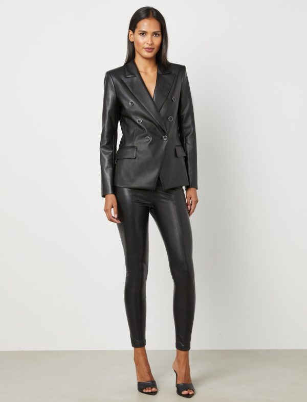 Bcbg Faux Leather Double-Breasted Blazer - Image 2