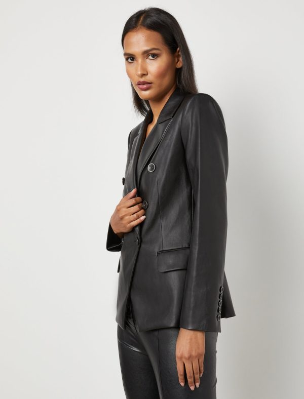 Bcbg Faux Leather Double-Breasted Blazer - Image 3