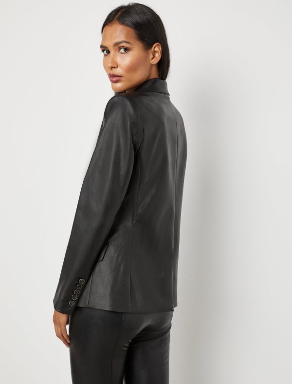 Bcbg Faux Leather Double-Breasted Blazer - Image 4