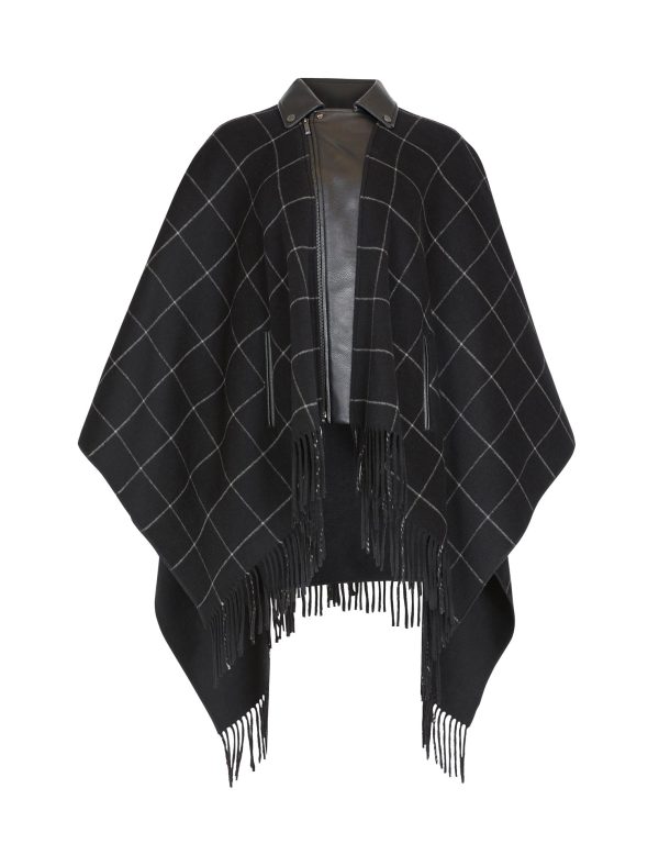 Bcbg Faux Leather Trim Fringed Cape - Image 4