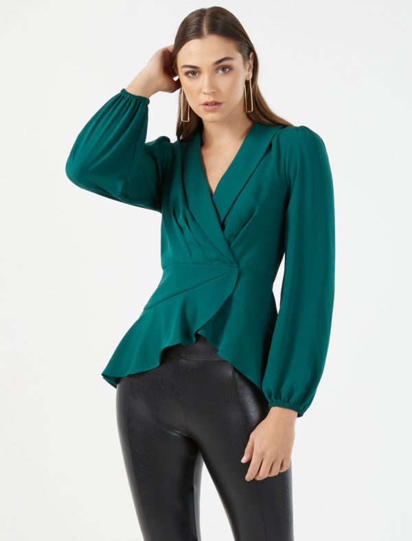 Bcbg Faux Wrap Peplum Top