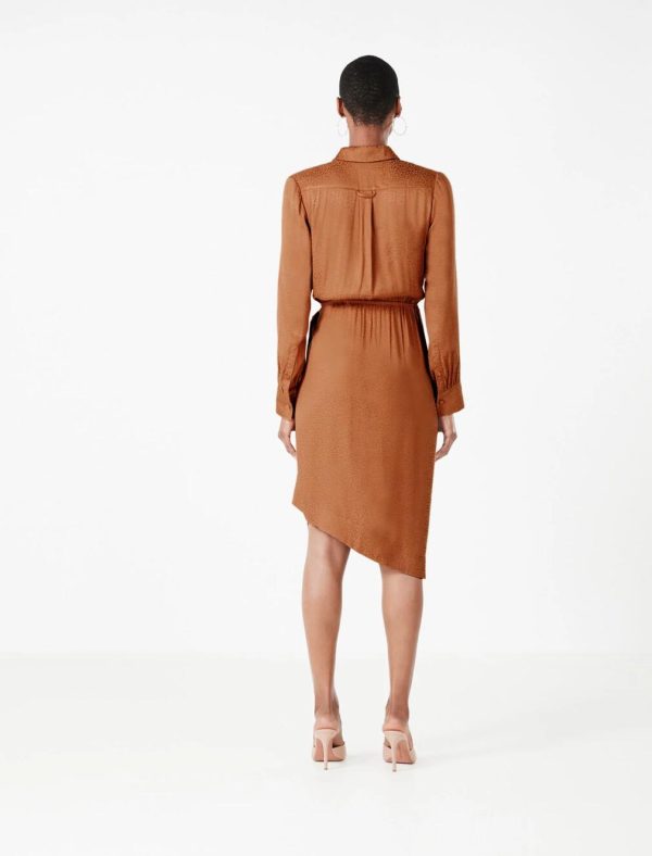 BCBG FERNANDA BUTTON-FRONT DRESS - AMBER BROWN - Image 4