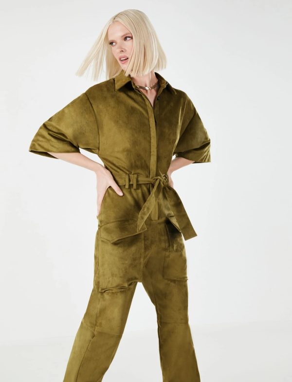 BCBG FLAVIA CARGO JUMPSUIT - OLIVE DRAB - Image 2