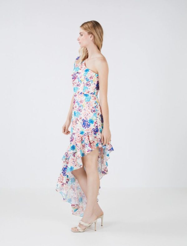 BCBG FLEUR ASYMMETRICAL DRESS - GARDENIA COMBO - Image 2