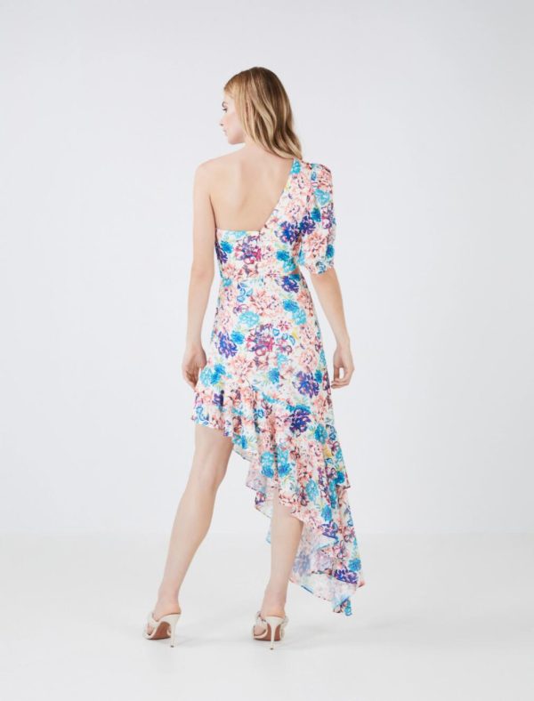 BCBG FLEUR ASYMMETRICAL DRESS - GARDENIA COMBO - Image 3