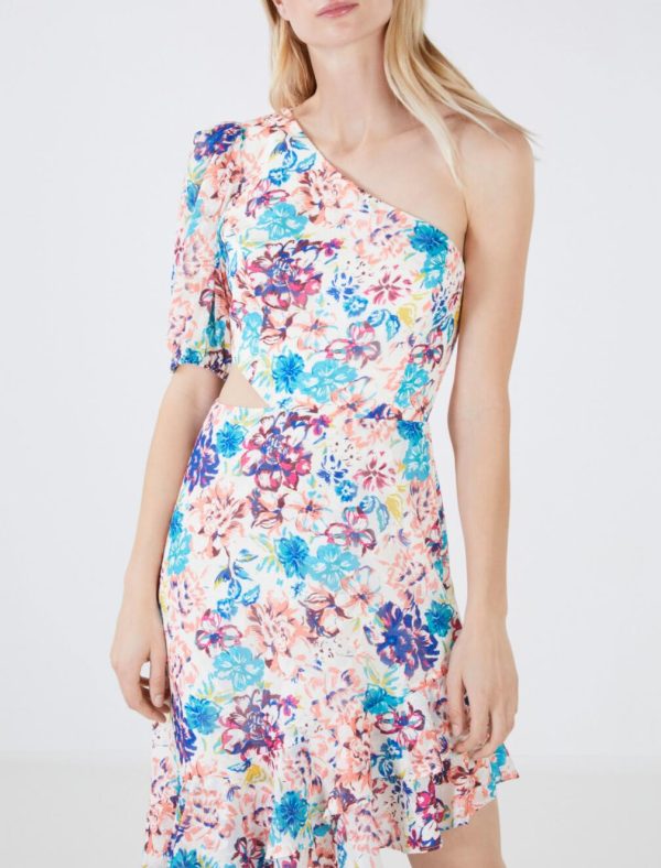 BCBG FLEUR ASYMMETRICAL DRESS - GARDENIA COMBO - Image 4