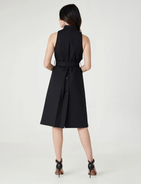 BCBG FLORENCE BELTED MIDI TRENCH DRESS - BLACK - Image 5