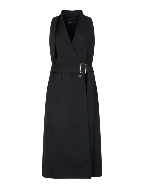 BCBG FLORENCE BELTED MIDI TRENCH DRESS - BLACK - Image 6