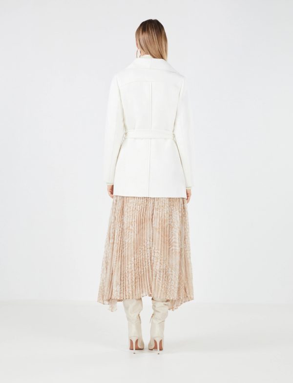 BCBG FRINGED OVERSIZED COLLAR WRAP COAT - GARDENIA - Image 4