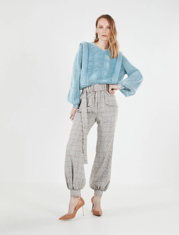 BCBG GAIA BELTED PANT - BRIT CHECK