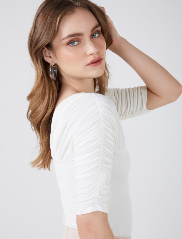 Bcbg Gathered Sleeve V-Neck Top - Image 2