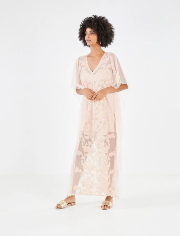 BCBG GENEVIEVE EVENING CAFTAN DRESS - BARE PINK