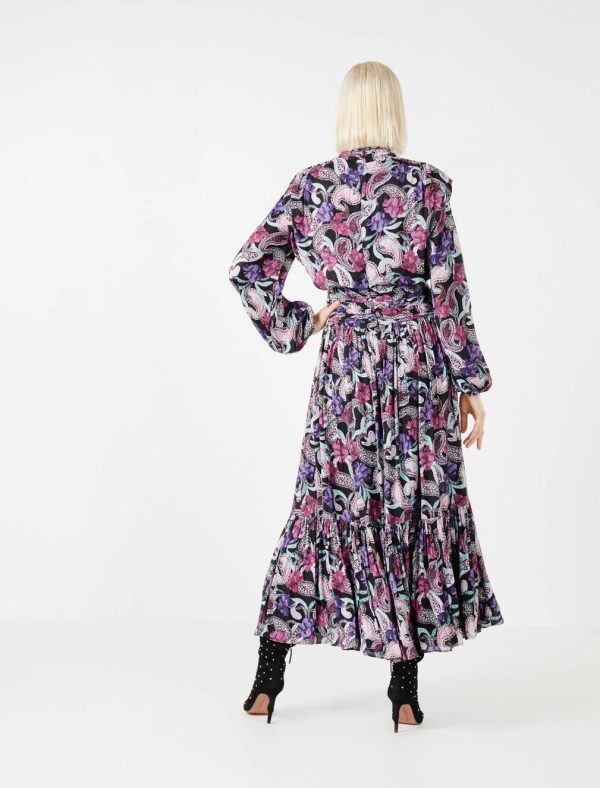 BCBG GIUSTINA DRAPED DRESS - FLORAL PAISLEY PRINT - Image 5