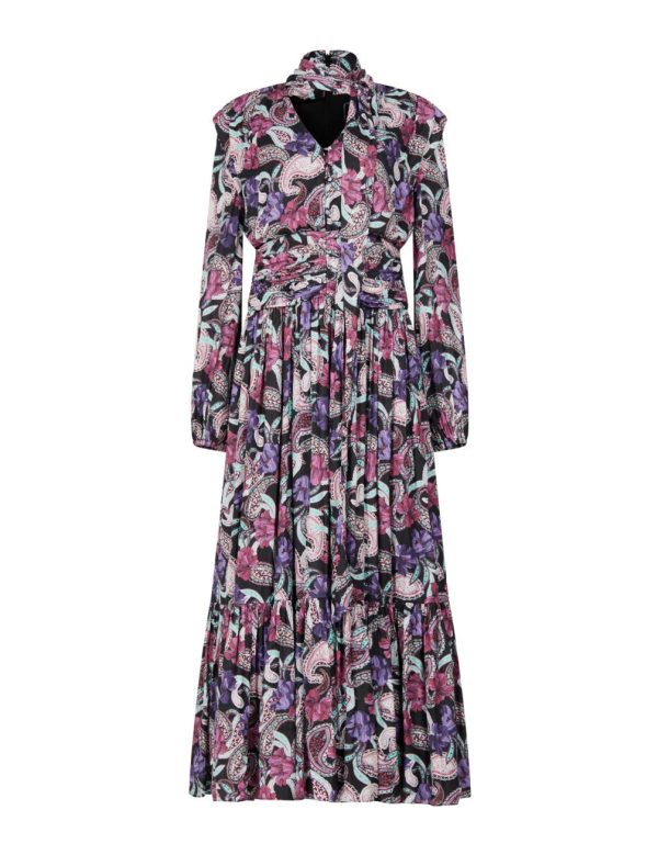 BCBG GIUSTINA DRAPED DRESS - FLORAL PAISLEY PRINT - Image 6