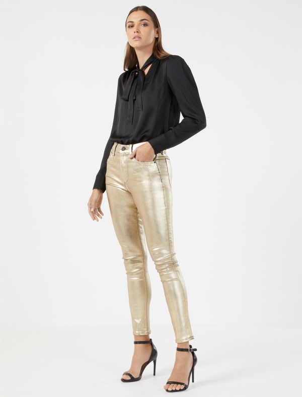 Bcbg Hammered Satin Tie-Front Top - Image 2