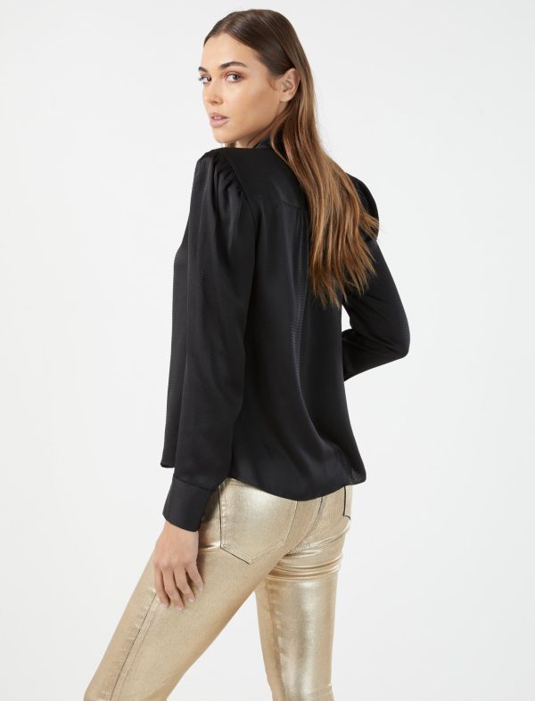 Bcbg Hammered Satin Tie-Front Top - Image 4