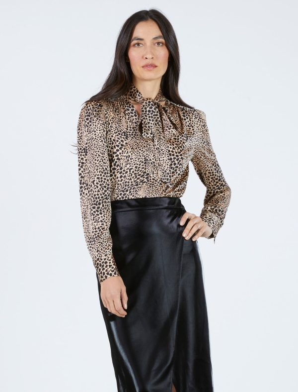 Bcbg Hammered Satin Tie-Front Top