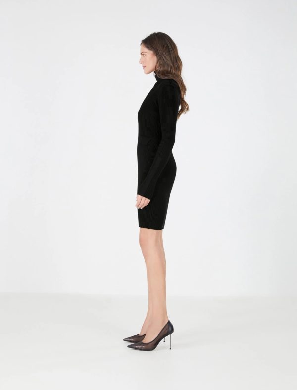 BCBG ISMERLDA WOOL KNIT DRESS - BLACK BEAUTY - Image 3