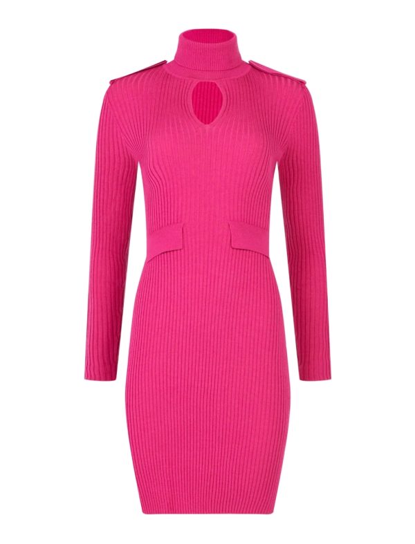 BCBG ISMERLDA WOOL KNIT DRESS - PINK PEACOCK - Image 5