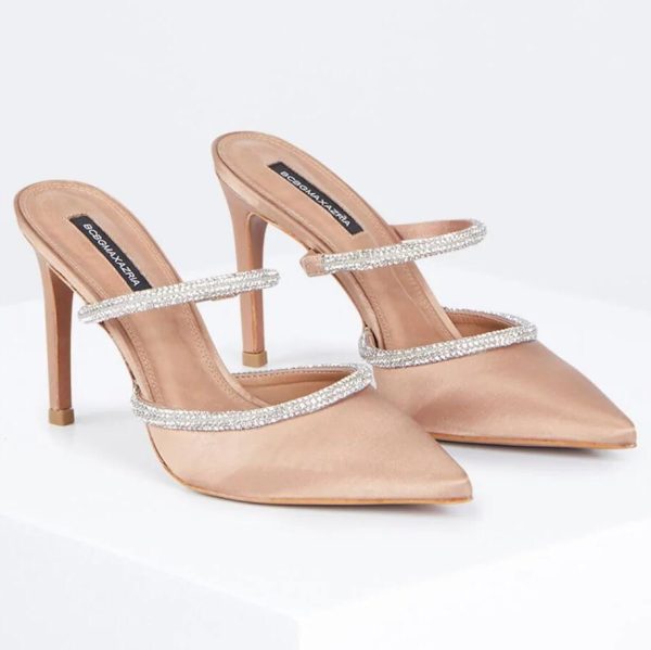 BCBG JANA MULE HEEL - PALOMINO SATIN