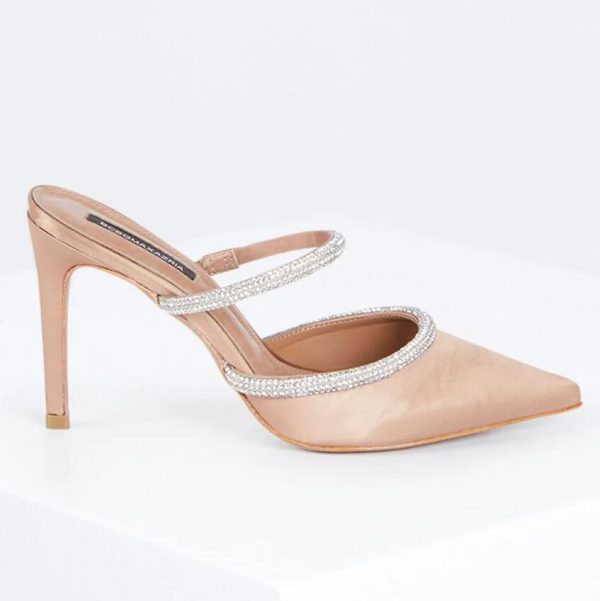 BCBG JANA MULE HEEL - PALOMINO SATIN - Image 3