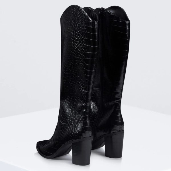 BCBG JANDA TALL BOOT BCBGENERATION - BLACK/CROC - Image 2