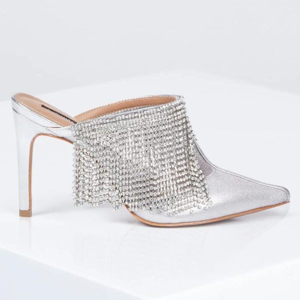 BCBG JOANA RHINESTONE MULE HEEL - SILVER - Image 3