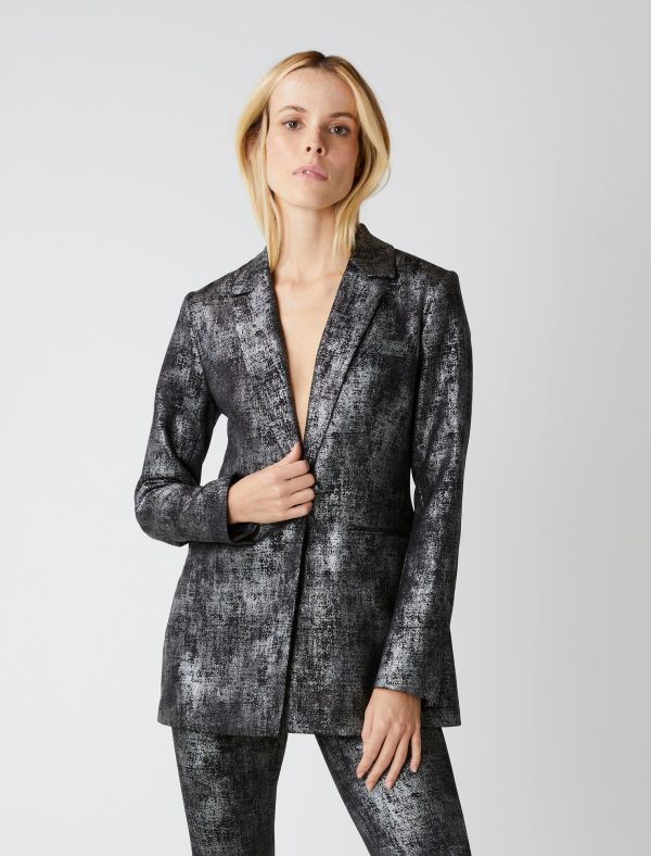 Bcbg Keily Metallic Foil Structured Blazer